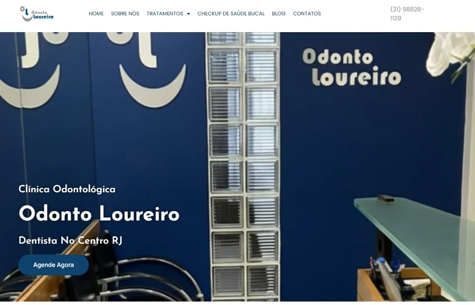Cliente Odonto Loureiro: página inicial do site da clínica